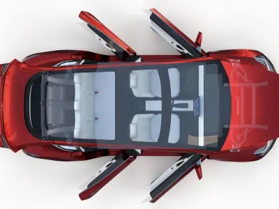 Tesla Model 3 Red with interior and chassis  3D model