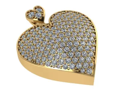 Heart Pave Pendant 0796 3D print model
