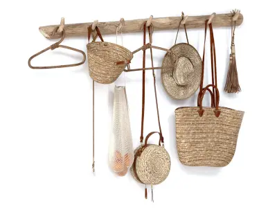decorative set 001 wall hangers bag hat 3D model