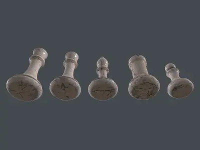 Chess set pieces 3D Model Low-poly 3D model