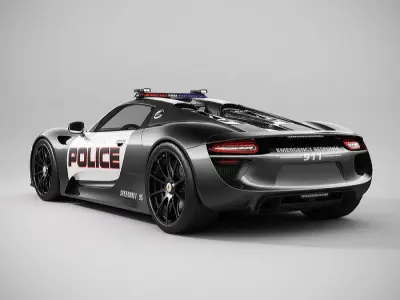 Porsche 918 Spyder Police - Lowpoly Low-poly 3D model