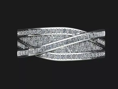 Crossover Bands Ring 3D Model  High-Quality Jewelry CAD Design 3D print model