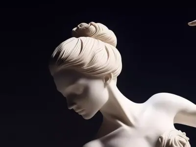 Elegant Ballerina Sculpture Porcelain Dancer Mid-Twirl 3D Low-poly 3D model