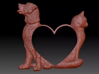 Dog and cat  3D print model