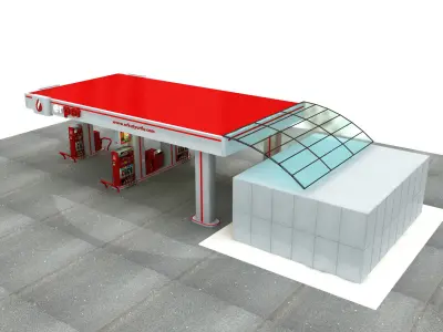 High Detail Gas Petrol Station 3D model