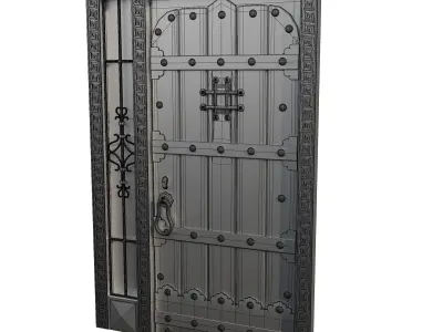 Rustic modern DOOR Low Poly Low-poly 3D model