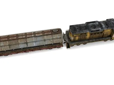 Train and Wagon Low-poly 3D model