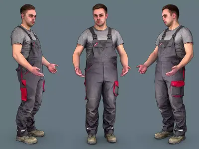Foreman in Overalls at a Loss of Words 3D model