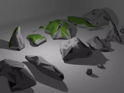 Rock Low Poly rocks on table Free 3D model