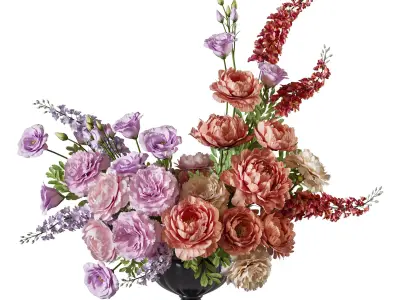 Flower Set 120 Whispering Peach Bloom 3D model