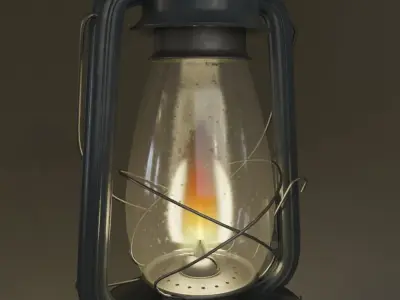 Kerosene lamp Low-poly 3D model