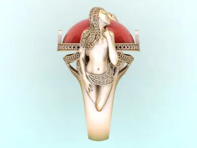 Mythical ring - Ring of a women who catches a tiger - N2265 3D print model