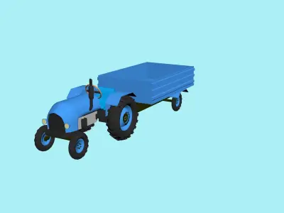 caroon tractor with trailer 3D model