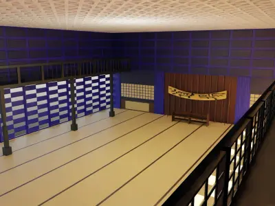 Dojo Fighting Hall Low-poly 3D model