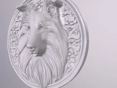 Collie 3 basrelief for 3D printing 3D print model