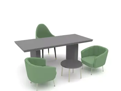 The classic office desk and chair 03 Low-poly 3D model