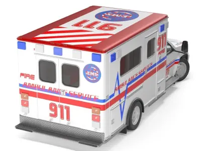 Emergency Ambulance Truck 2in1 vehicle car 3D model