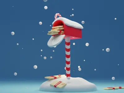 Christmas Mailbox Low-poly 3D model