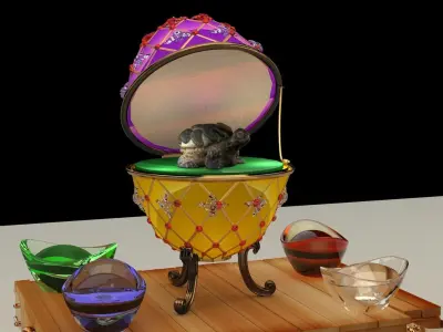  Chinese gold Ingot with turtle   3D model