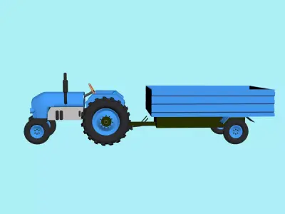 caroon tractor with trailer 3D model