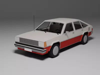 Low Poly 1980s Compact Hatchback 3D Model Car11 Low-poly 3D model