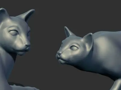 Cats Figurines statue sculpture 3D Print Model  3D print model