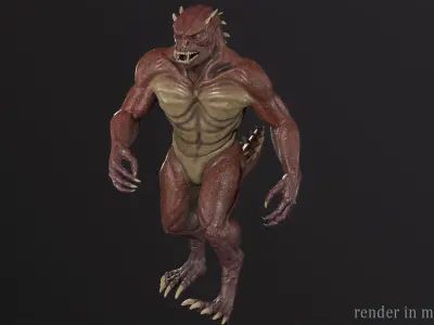 Lizard monster Low-poly 3D model