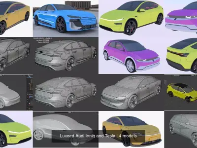 Luxeed Audi Ioniq and Tesla 3D Model Pack