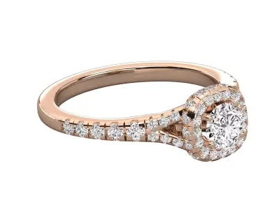 Luxury Double Halo Diamond Ring CAD Design With Pave Shank 3D print model