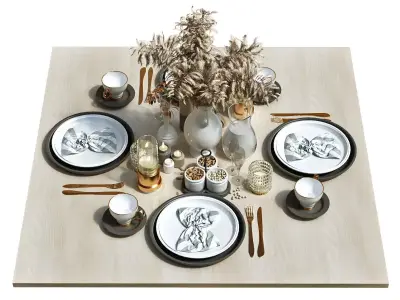 Tableware set 151 Low-poly 3D model