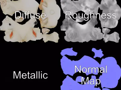 Fluffy White Rabbit model pack Low-poly 3D model