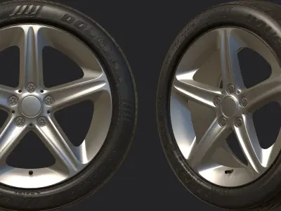 CAR WHEEL PACK 01 AR - VR - Highpoly - Low-poly 3D model