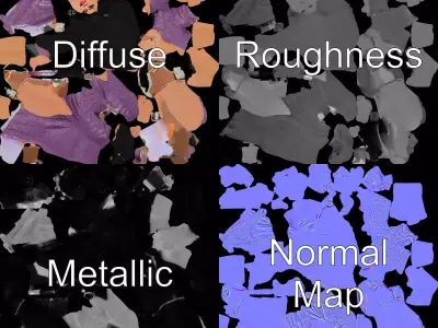 Elegant Purple Evening Dress Character Model Pack Low-poly 3D model