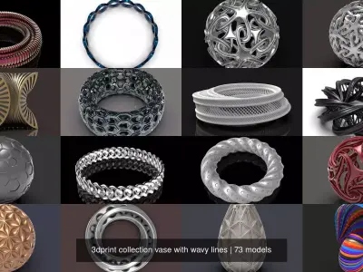 3dprint collection vase with wavy lines