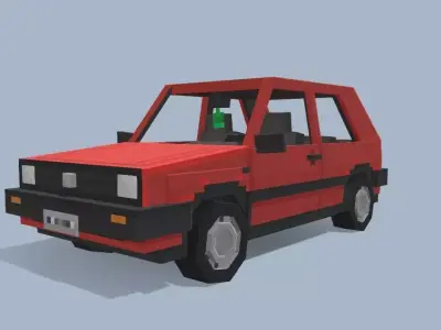 Volkswagen Golf Mk2 - Minecraft Car Low-poly 3D model