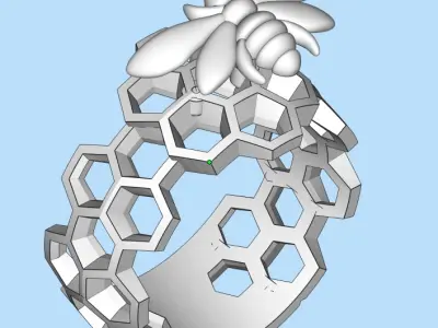 DiamondX Italian 18k Gold Over Sterling Bee  Ring for Female 3D model