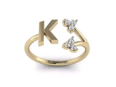 Jewelry Alphabet Ring K with Diamonds  3D print model