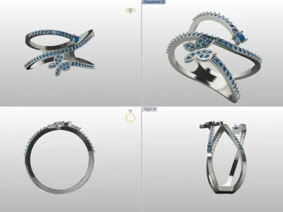 Butterfly Ring with round gemstones Free 3D print model