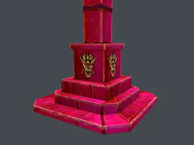 Low Poly Stylize Pillar Red Low-poly 3D model