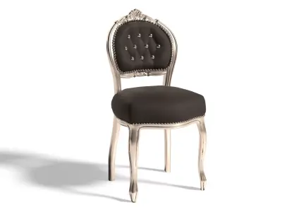 Luxury Baroque Dining Chair  Silver Frame with Black Upholstery 3D model
