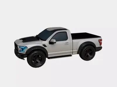 Low Stance Urban Performance Pickup Truck Custom Build 02 3D model