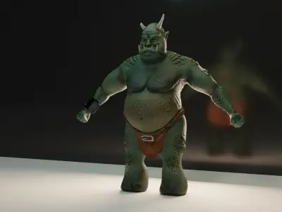 Ghoul creepy with horn Ready for game Low-poly 3D model