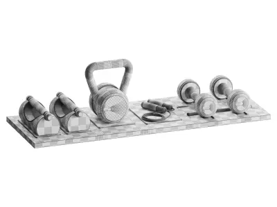 PENT DEHA Small set of fitness equipment on a wooden stand 3D model