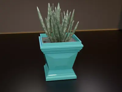 Cubic pot flower plant 3D print model