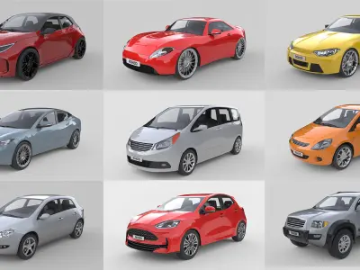 Modern Generic Car Collection High-Poly 3D Models 3D Model Pack
