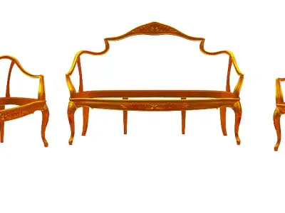 Classical sofa frame set Low-poly 3D model