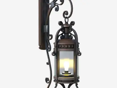 Light wrought iron wall lantern 3D model
