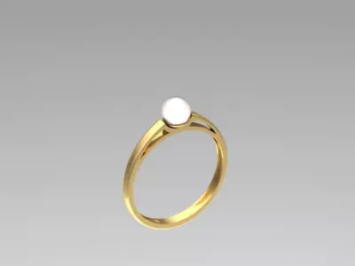 Pearl Solitaire Ring  5 or 5 5mm for Gold or Silver 3D print model