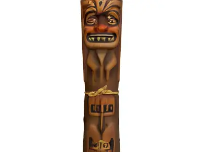 Polynesian Carved Tiki Totem Pole Low-poly 3D model