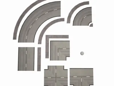 Road Modules PBR Pack Low-poly 3D model